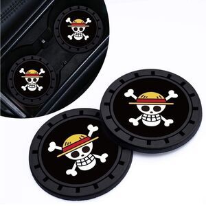 Skull and Crossbones car cup Coasters in black  Set of 2 NWT
